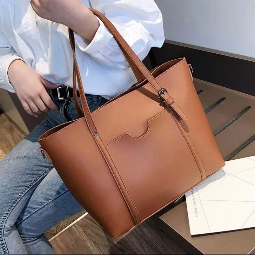 Alexa Shopper Tote Handbag in Camel - Picture 2 of 6